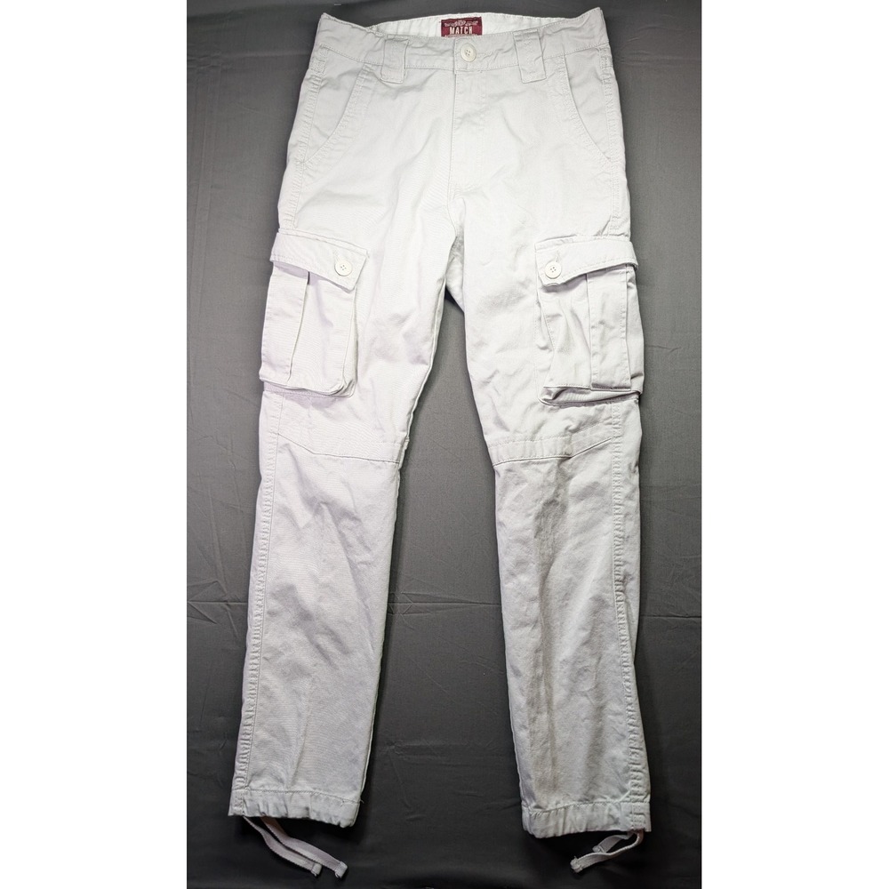 Match Stick Mens Cargo Pants Size 29 Light Khaki Cotton Workwear Multi Pocket